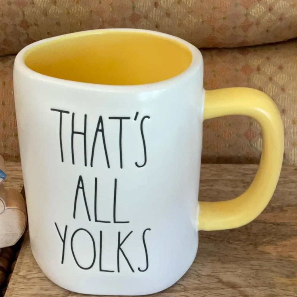 🌸3 for $18🌸 Rae Dunn THAT’S ALL YOLKS Mug Yellow Handle/Interior NWT